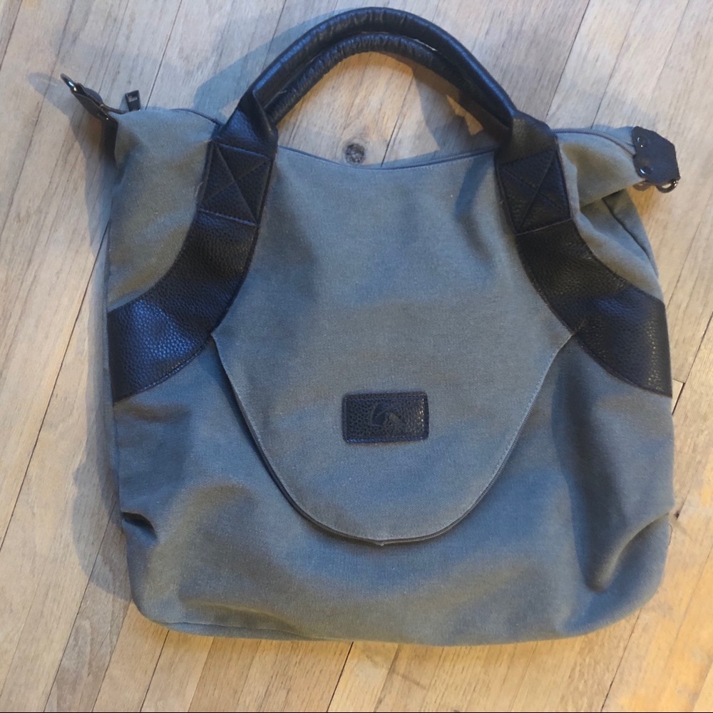 Classic Fashion Two tone Canvas and Leather Tote